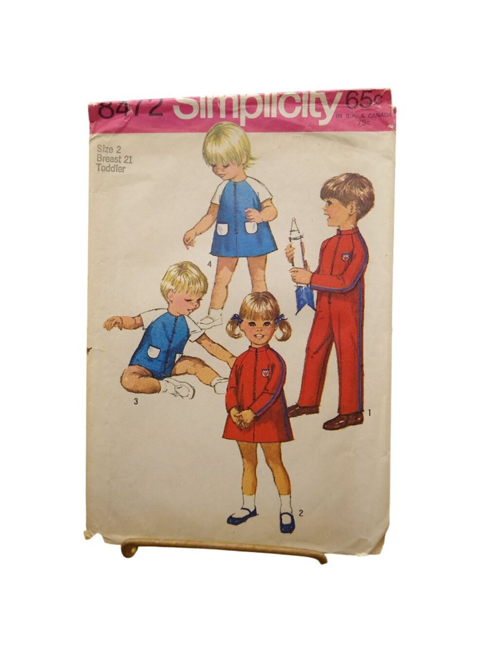 Vintage Sewing PATTERN Simplicity 8472, Child Jumpsuits and Dress 1969, Size 2